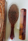 Avon Cameo Hair Brush   Comb Set Vintage New Box Amber Tortoise Shell