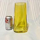 Vintage Hand Blown Amber Glass Vase Mid Century Style 9 Inches Tall  Solid 2lb 