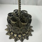 Vtg Ornate Filigree Brass Lipstick Holder Carousel Hollywood Regency