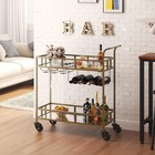 2-tier Bar Cart On Wheels mirrored Shelves Serving Trolley With Wine Bottle Rack