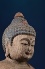 Chinese Old Wood Carving Buddha Statue Carved Sakyamuni Painted Wooden Sculpture