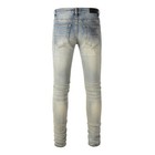 Men s Skinny Stretch Ripped Patches Sanding Washed Distressed Denim Jeans