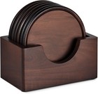 Wood Coasters With Holder  Set Of 6 Walnut Wooden Coaster Tabletop Protection   