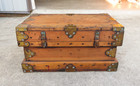 Antique 19th C    Japanese Merchants Chest   Wood Brass Zenibako Money Box Tansu