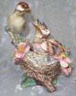 Gorgeous Vintage Italian Majolica Bird On A Nest With Two Children