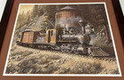 Locomotive No  24 Lithograph Print Signed By Artist Art Olds 1992 Matted Framed