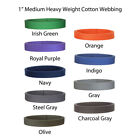 20 Yards  Of 1 Inch Medium Heavy Weight Cotton Webbing - 21 Colors To Choose
