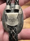 Vintage Navajo Sterling Silver   Turquoise Shadowbox Bolo Tie     Bennett Clip 