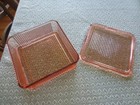 1050 s Federal Glass Pink Lidded Refrigerator Storage Dish - 8-1 4  X 8-1 4 