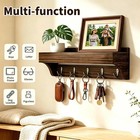 Rustic Wood Key Holder For Wall With Shelf Mail Organizer Entryway 5 Hooks Rack