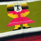 Vintage Mexican Aztec Hand Woven Wool Rug Blanket 49 x25  Double Sided