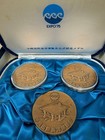 Expo  75 Okinawa Official Commemorative Bronze Medal Set Of 3 With Original Case