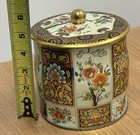 Vintage Daher England Floral Biscuit Tin Metal Container 6    Tall With Lid