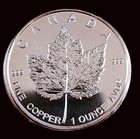 1 Oz Avdp  999 Fine Copper Round Maple Leaf   Eagle Design  Bullion Round