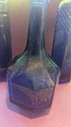 Set Of Three Vintage Cobalt Blue  Decorative Glass Bottles Dark Cobalt