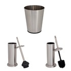 Bathroom Stainless Steel Trash Can  Plunger    Toilet Brush Iron Collection Set