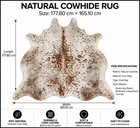 Large Real White   Brown Speckled Cowhide Rug Cow Skin Mat 70x65  Rg071