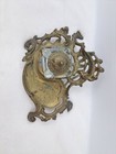 Antique Brass Art Nouveau Writing Desk Set W  Glass Inkwell Good Condition