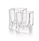 Joyjolt Carre Square Heavy Base Crystal Whiskey Glasses  10 Oz Set Of 2 Clear