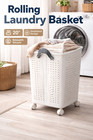 Rolling Laundry Basket On Wheels     Foldable Ventilated Clothes Hamper 20    Tall