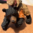Black Bear Figurine Hiking Hat Backpack Rustic Decor Fairy Garden Camping Cabin