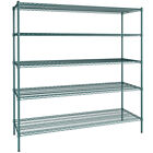 Heavy Duty Green Rust Proof Metal Wire Walk In Cooler 5 Shelf Rack Commercial