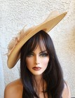 Gold Fascinator Large Feather Fancy Dress Formal Wedding Tea