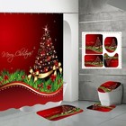 4x Merry Christmas Bathroom Set Christmas Tree Pattern Shower Curtain Home Decor