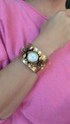 Vintage Wyler Swiss Ladies Cuff Watch     Wide Floral Bangle 1 20 12k Gold Filled