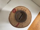 Vtg Quincy Il Souvenir Native American Decorated Pyrography  Wooden Bank