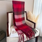 Extra Long Cashmere Feel Red Plaid Fringe Scarf Winter Wrap Shawl
