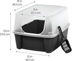 Iris Usa Large Cat Litter Box With Scatter Shield And Scoop Cat Litter Pan Black