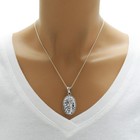 925 Sterling Silver Hammered Oval With Twisted Rope Border Pendant