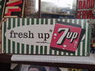 Vintage Rare 7up Soda Pop Dealer Porcelain Metal Sign Bottles Fresh Up Coke