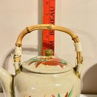 Vtg Asian Floral Ceramic Tea Set Teapot 7 5  W 5 Cups Usable Solid Design