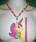 Unicorn Perler Bead Kandi Necklace-edc-rave-festival-plur-edm