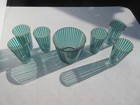 Vintage Carousel By Jeannette Striped Glass Ice Bucket  6 Glasses Atomic Era