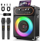 Karaoke Machine  Portable Bluetooth 5 3 Speaker With 2 Wireless Microphones F   