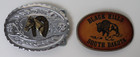 Vintage 2 Western Belt Buckles Horse horseshoe   Black Hills Sd Bison Leather