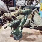 Old Bronze Relief Carved Gildedtwo Lucky Magpies And Plum Blossom Statues china