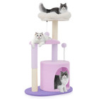 33  Cat Tree Tower Multi Level Scratching Post Purple Flower Playing Condo House