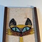 Rare Mid Century Siamese Cat Gravel pebble Art - 24  X 9 
