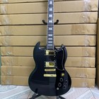 Sg Electric Guitar Black Hh Pickups Tremolo Gold Hardware And Rosewood Fretboard