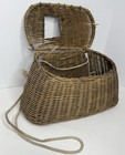 Antique 18th Century Handmade Wicker Fishing Creel Primitive Willow Basket Worn