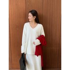 French Style V Neck Womens Knitted Knitwear Sweater Loose Fit Long Sleeve Top Sz