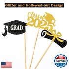 2025 Congrats Grad Cupcake Toppers-80pcs Graduation Party Mini Cake Decors Fo