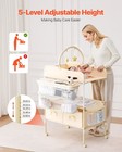 Baby Changing Table Foldable Diaper Station W  2 Drawers Basket Light Beige