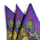Green   Purple Polo Motif Ancient Madder Silk Pocket Square  hand-rolled 