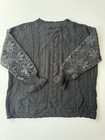 Fashion Sweater Women Autumn Lace Stitching Long-sleeved Top Loose Knit Sz L