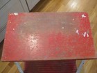 Vintage Metal And Wood Folding Step Stool  Old Red Paint 